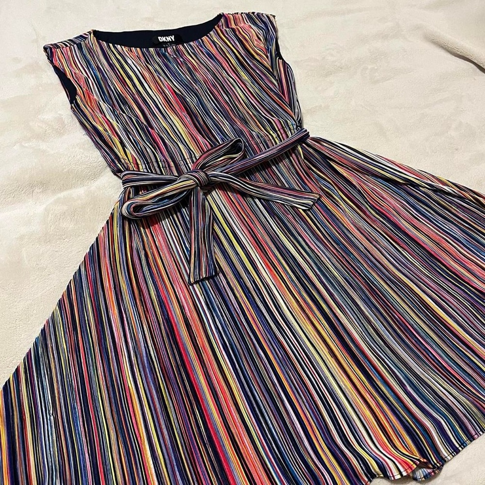 DKNY colorful rainbow tie dress